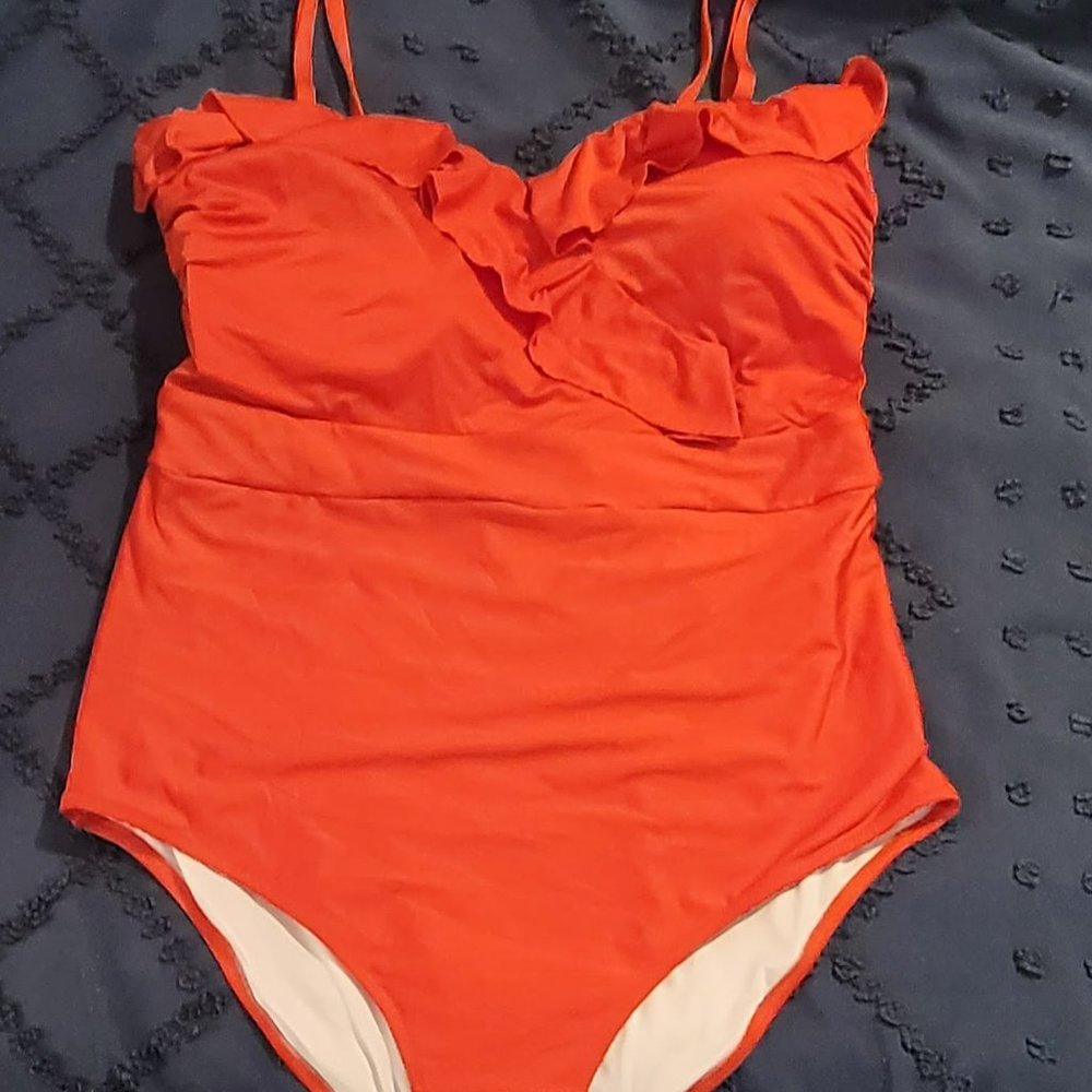 City Chic One Piece Swimsuit Orange Size 14